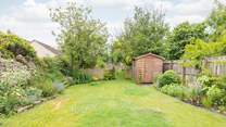 The tranquil garden is completely enclosed.