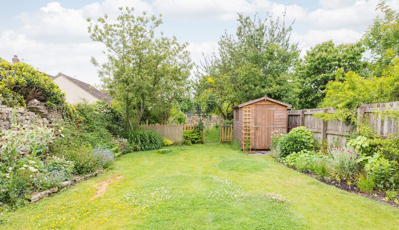 The tranquil garden is completely enclosed.