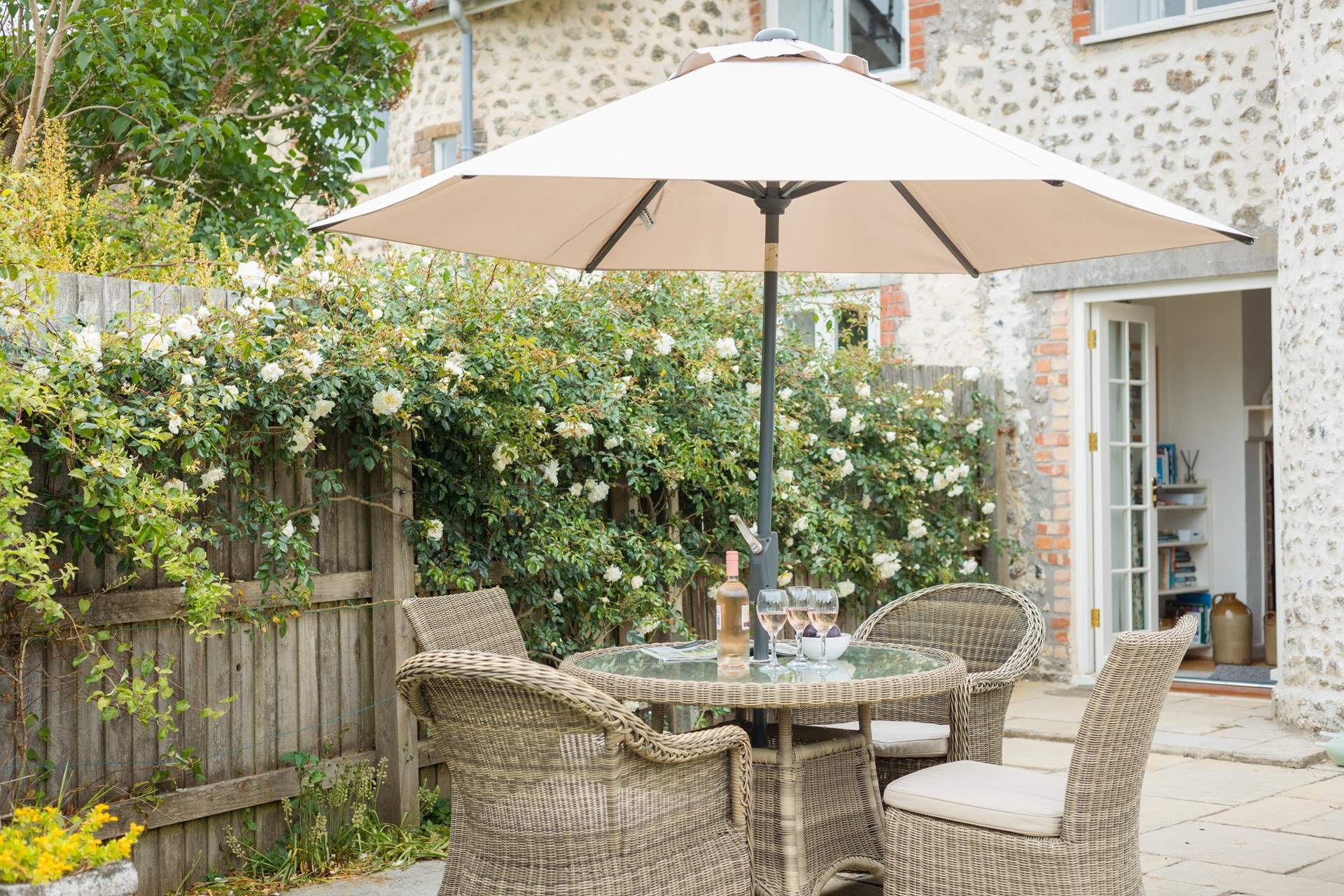 Delightful al fresco dining space.