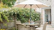 Delightful al fresco dining space.