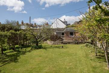 This grassed-area at the top of the garden has enough space for football or cricket!