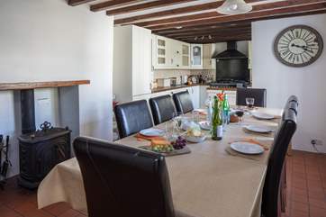 Perfect for family gatherings and celebrations, the large oak table seats 10.
