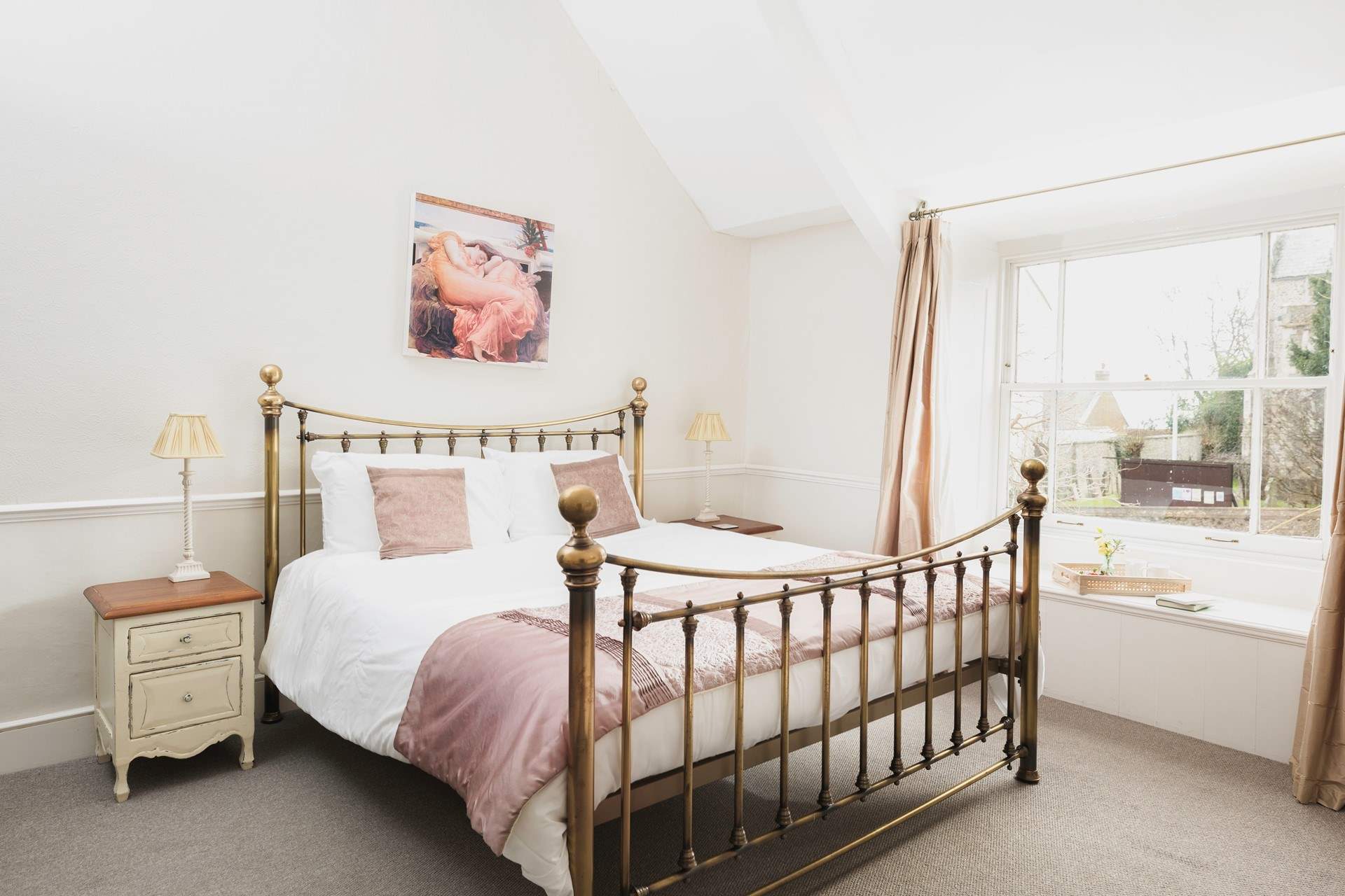 The main bedroom, bedroom 1, has this fabulous 6ft bed; all of the rooms are spacious and elegant with beautiful windows.