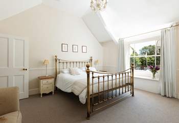 The main bedroom, bedroom 1, has this fabulous 6ft bed; all of the rooms are spacious and elegant with beautiful windows.