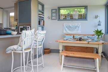With ample seating for four.