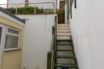 Please take care on the steps that lead up to the outside space.