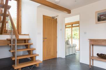 The entrance halll with WC and stairs to the Westwing Bedroom.