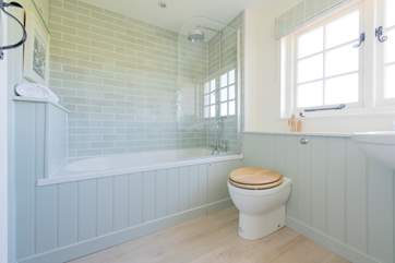 The bathroom on the first floor.