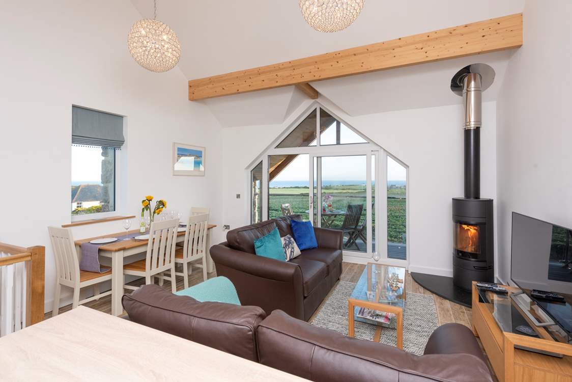 A modern open plan first floor living area.