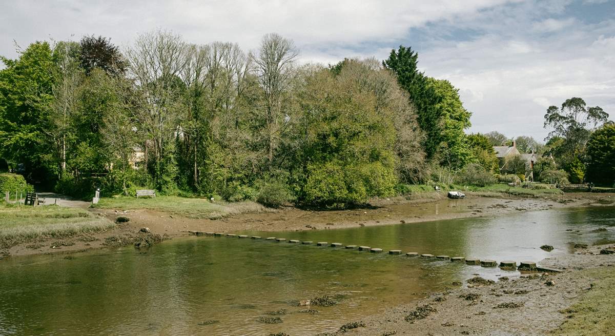 The stepping stones appear at low tide. 