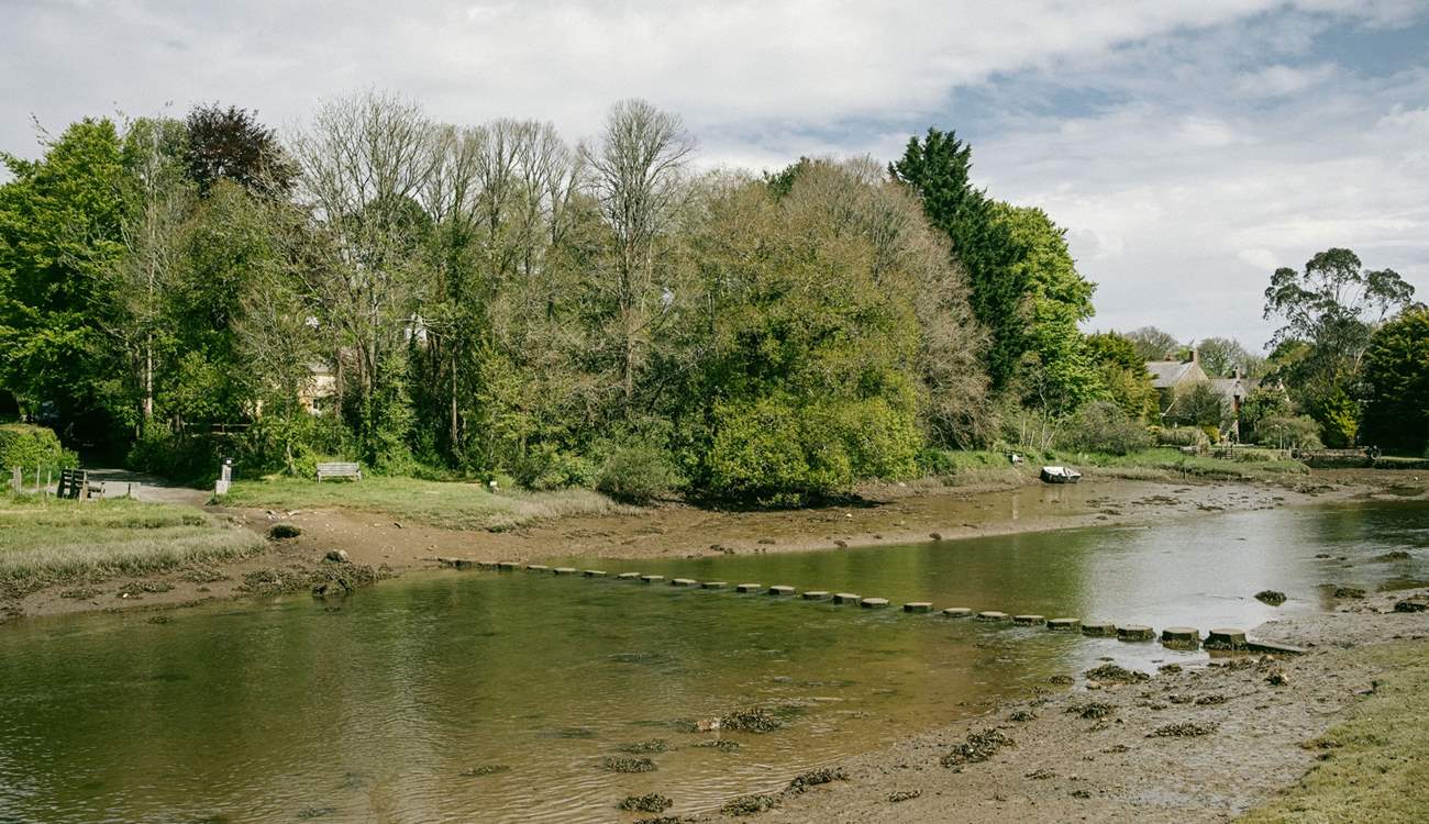 The stepping stones appear at low tide. 