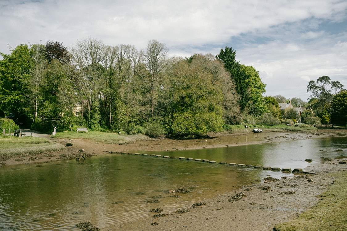 The stepping stones appear at low tide.