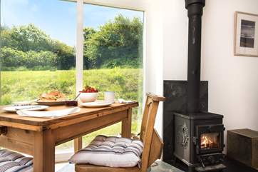 The dining-area takes full advantage of the wonderful setting.