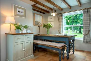The dining-area with views over the village green.