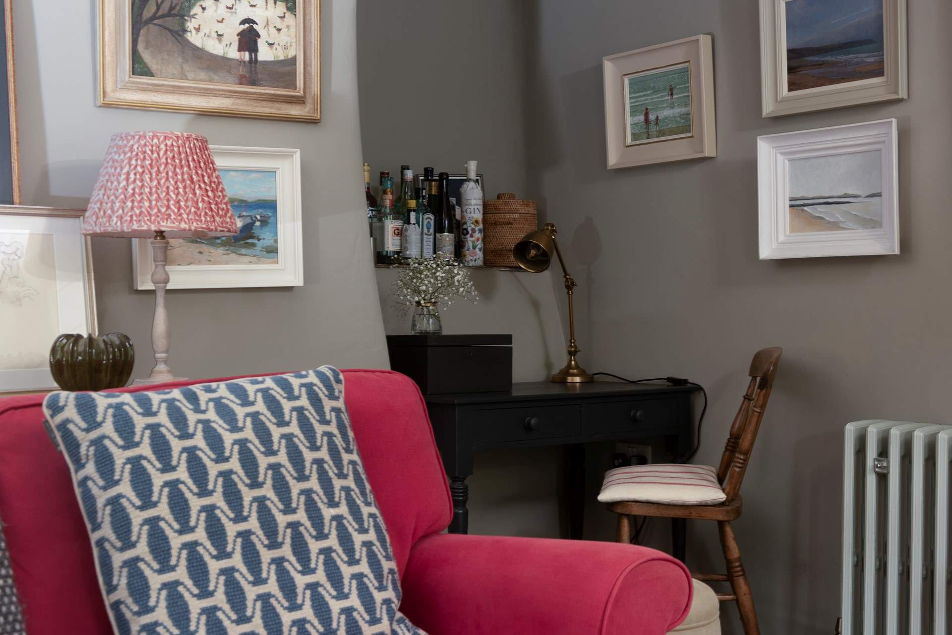 Should you need to work whilst on holiday there's a handy desk provided above which, sits an honesty bar kindly provided by the owners.