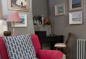 Should you need to work whilst on holiday there's a handy desk provided above which, sits an honesty bar kindly provided by the owners.