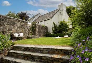 The sunny garden is the place to relax.,