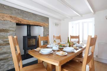 The dining-room also has a wood-burner stove.