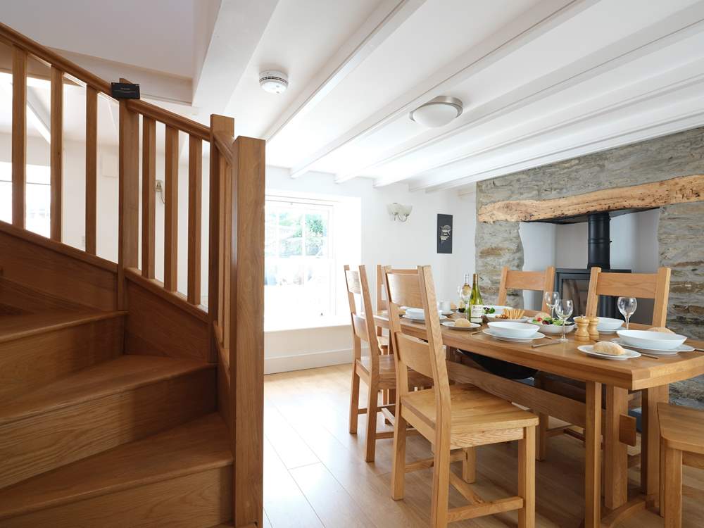 The oak staircase in the dining-room.