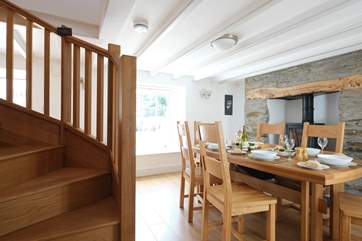 The oak staircase in the dining-room.