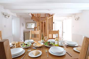 The bespoke oak staircase.