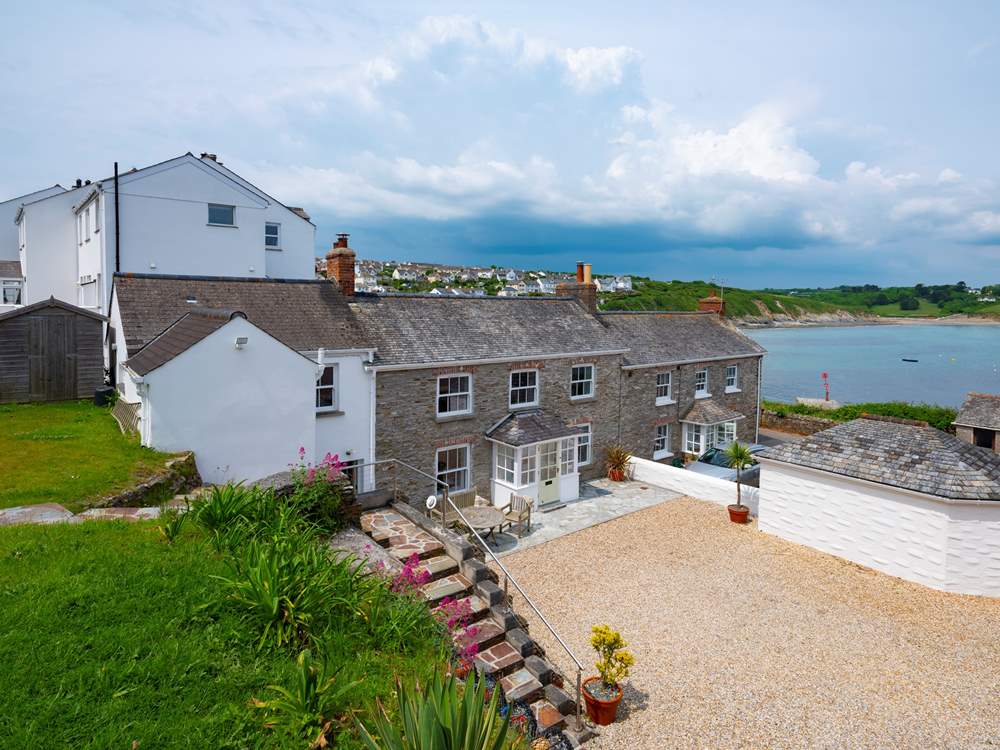 Looking from the first grass terrace down to Cliff Cottage.