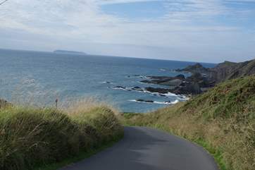Lundy Island is in the distance. You can take a boat trip out to this very special bird sanctuary from Bideford.