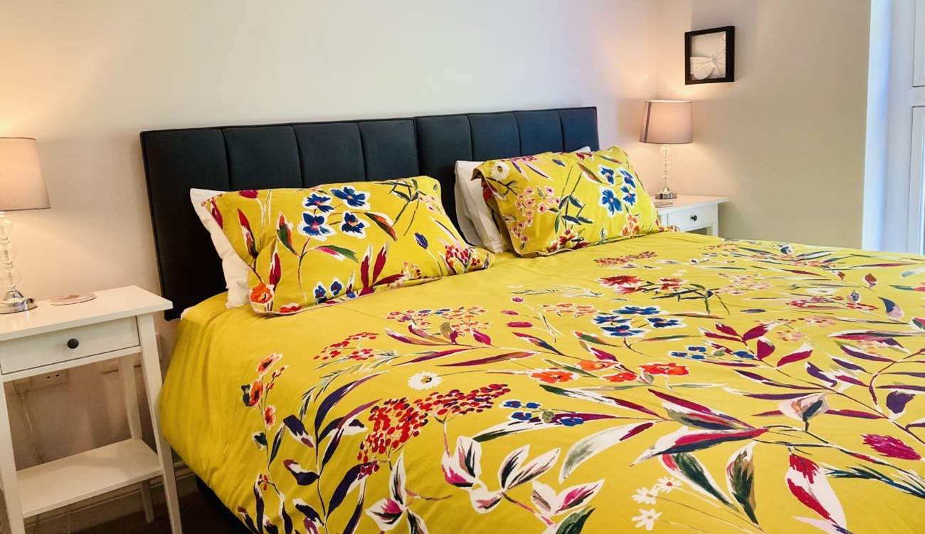 The second bedroom set up as a super-king bed.