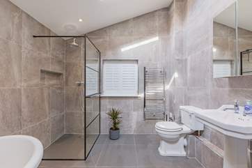 The large walk-in shower will set you up for the day