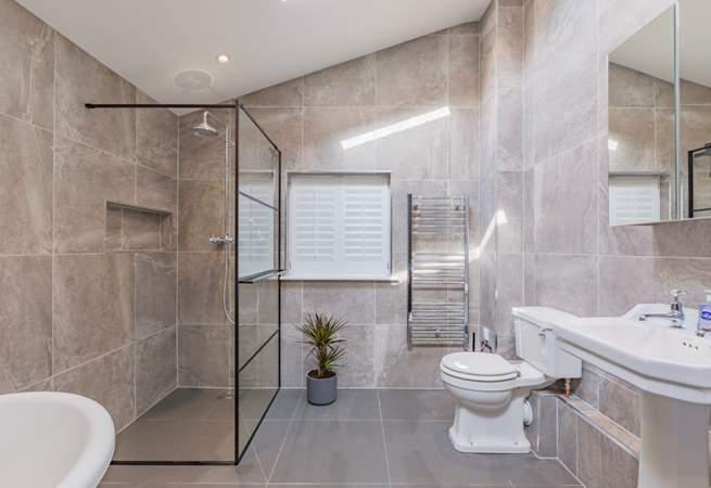 The large walk-in shower will set you up for the day