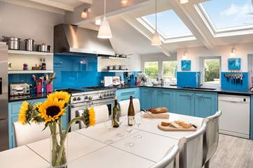 The kitchen/dining-room overlooks the garden.