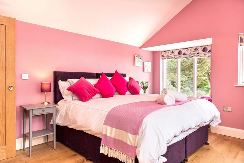 You'll be pretty in pink in bedroom 6. The bed can either be made up as a super-king size bed or twin beds.