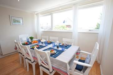 With sea views from the dining-room