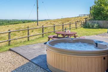 What incredible views to enjoy from your private hot tub in the fully enclosed patio and garden area.