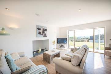 Lovely sea views across the enclosed garden to Mount's Bay.
