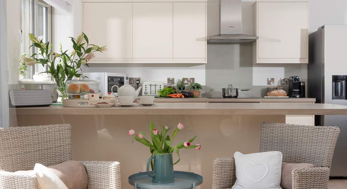 The well-equipped open plan kitchen and living area.