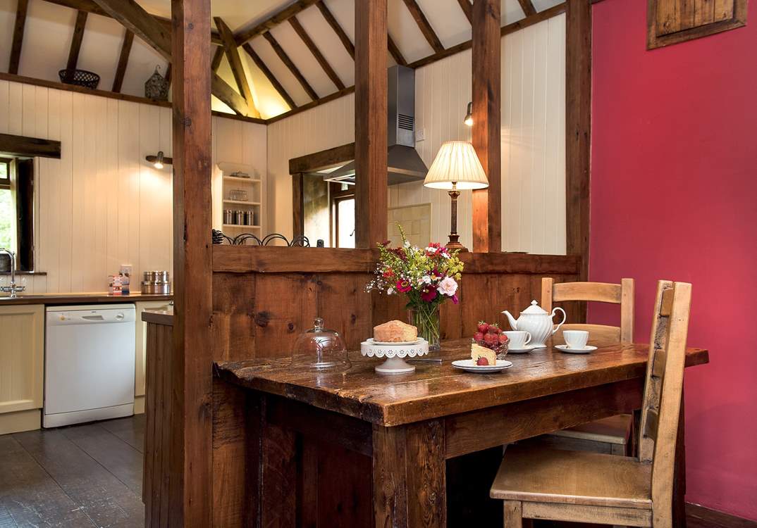 The dining-area is located next to the kitchen.