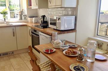 The kitchen/diner overlooks the courtyard garden.