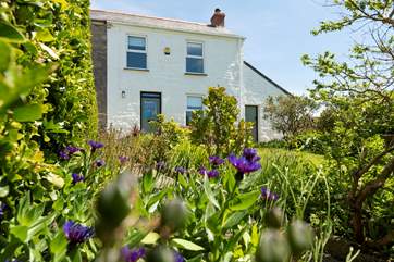 An enclosed front garden leads to the cottage.