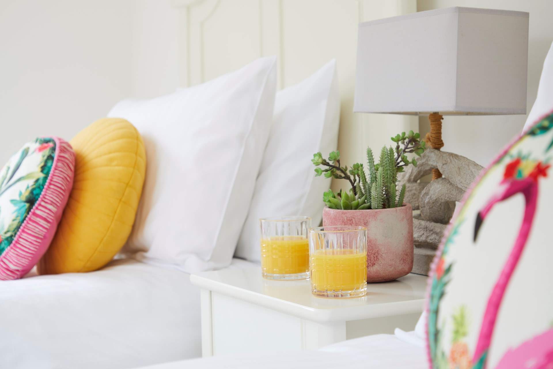 With a pop of colour and comfortable beds, you will sleep easy here.