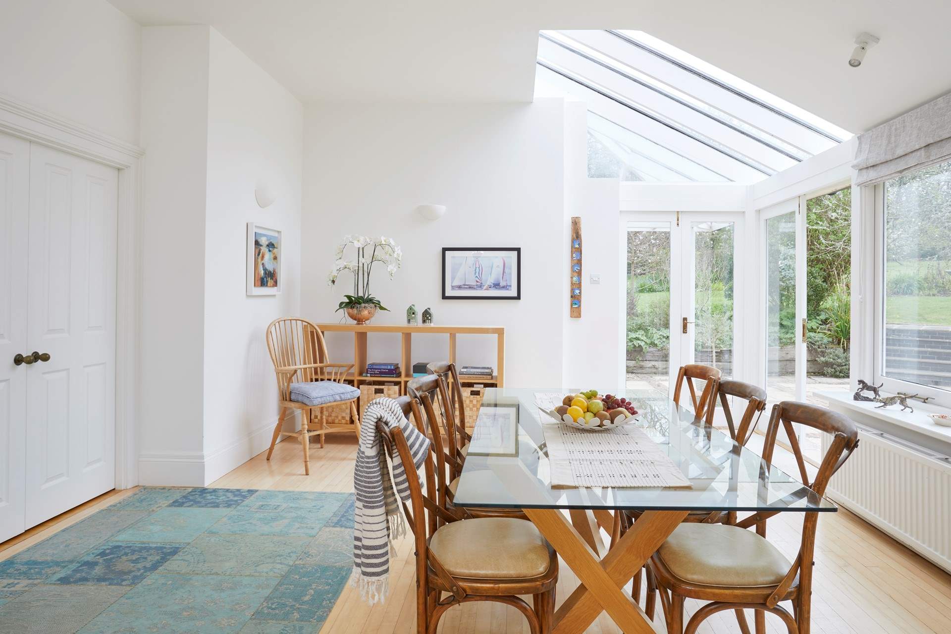 The light filled dining area is a great spot to gather and plan your days ahead.