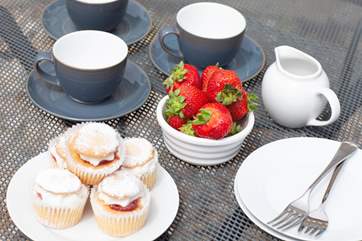 Cream tea on the terrace