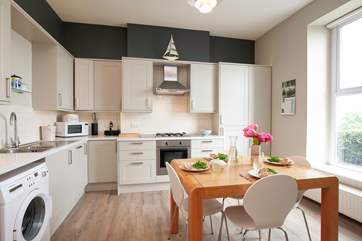 The contemporary kitchen/diner with seating for four.