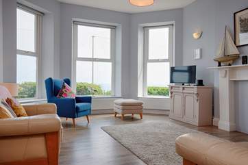 The elegant living room with sea views