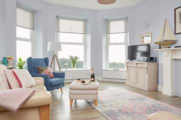 Elegant sitting room with sea views.