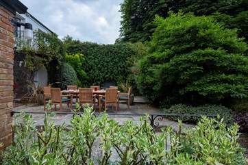 The sunny terrace is the perfect spot for al fresco dining.