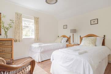 This twin bedroom looks over the garden (Bedroom 4).