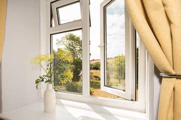 Far reaching countryside views from the twin room