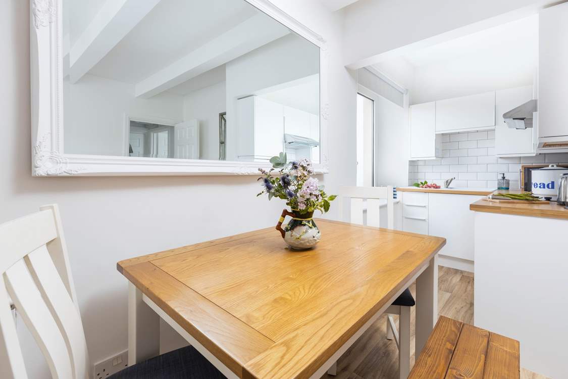 The dining-table for enjoying a meal together or playing a board game together.