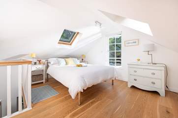The double bedroom on the first floor (please mind your head on the sloping ceiling).